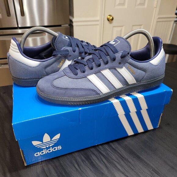 Adidas Samba Originals OG Preloved Ink Halo Blue Night Indigo Gum Sole Sneakers - Picture 3 of 12